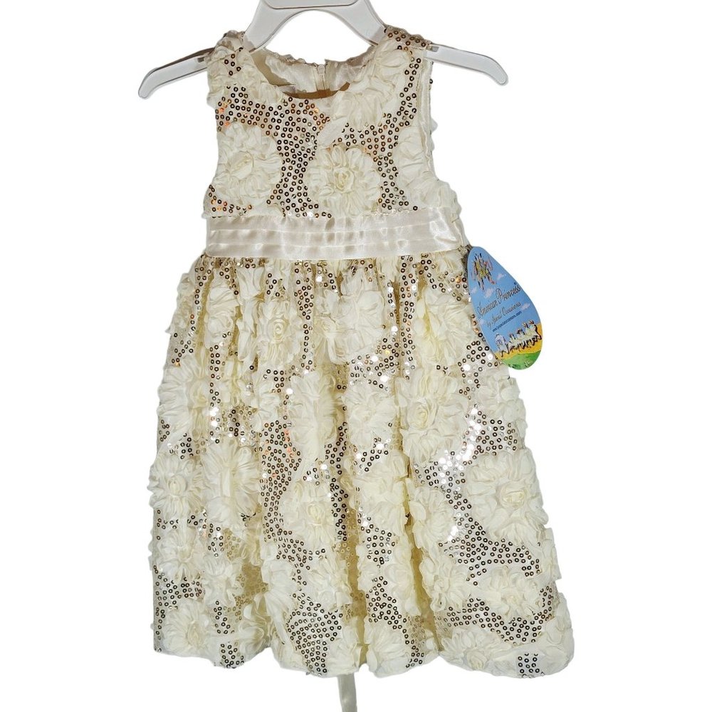 American Princess Girls‎ Size 4 Ivory Sequin Rosette Dress